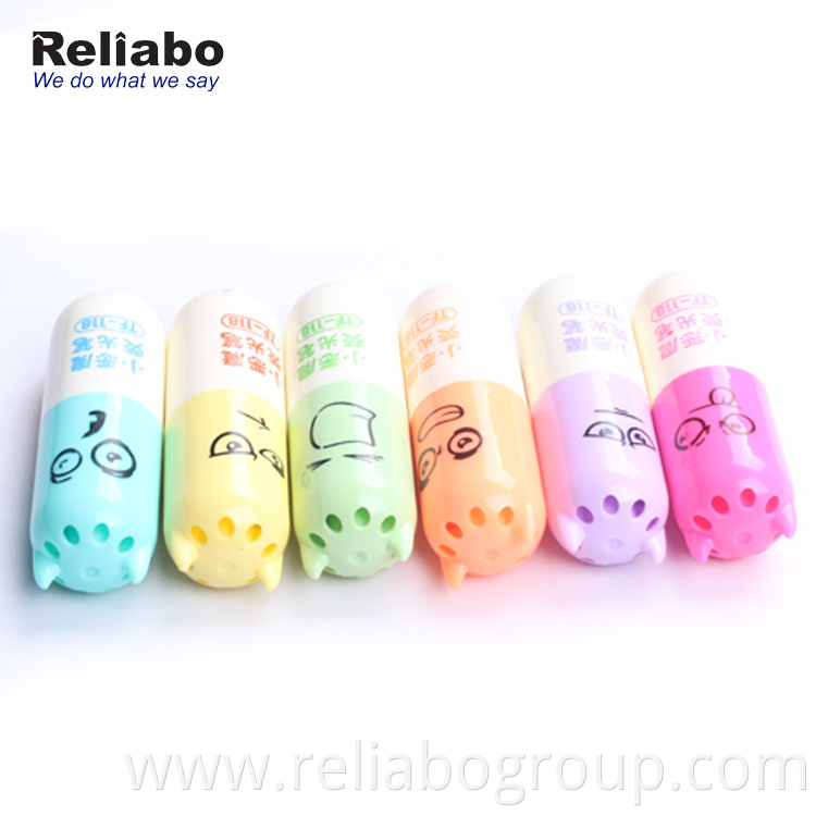 Reliabo School Stationery Custom Mini Lovely Capsule Shape Highlighter Pens